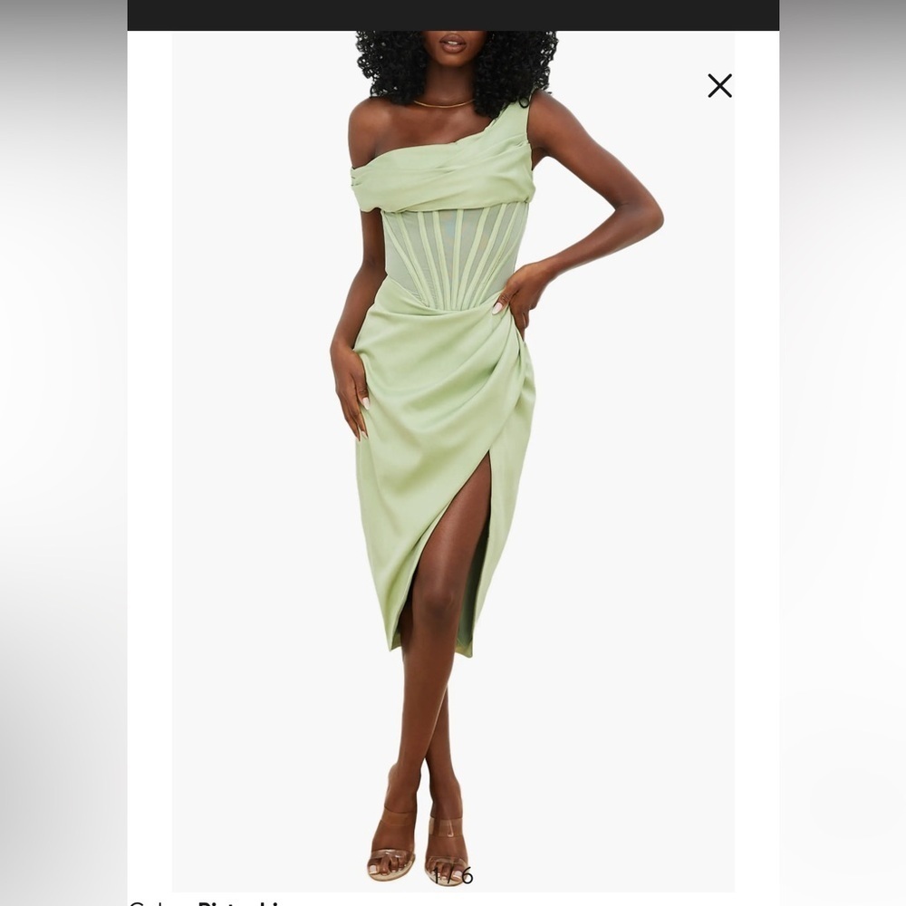 House of CB Lulu Corset On-Shoulder Satin Midi Dress size S - Picture 2 of 16